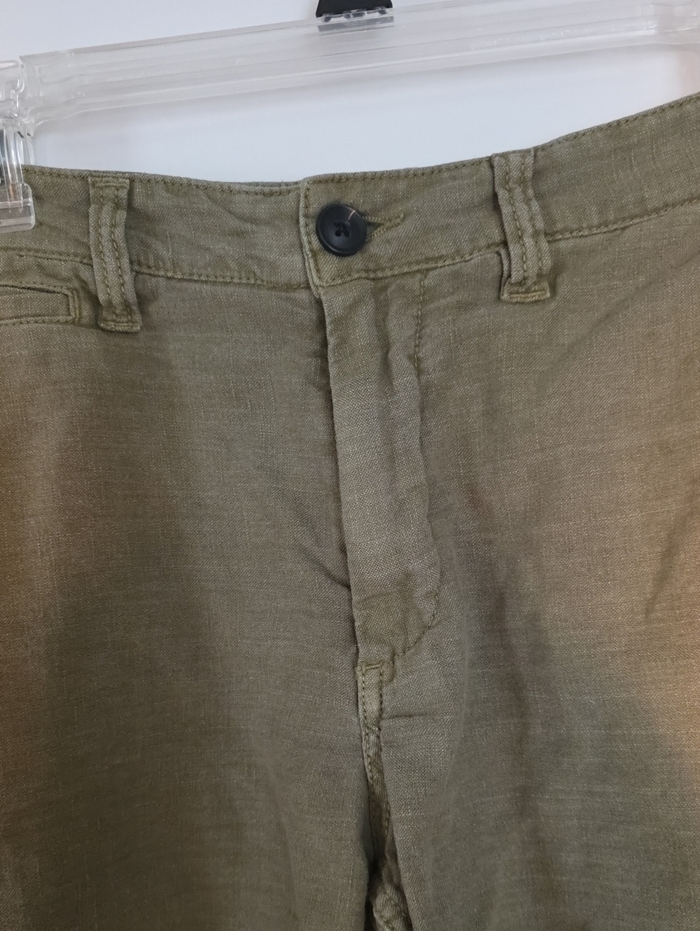 John Varvatos Linen Olive Green Flat-Front Linen Blend Shorts 30Waist 6" Inseam - Picture 3 of 9